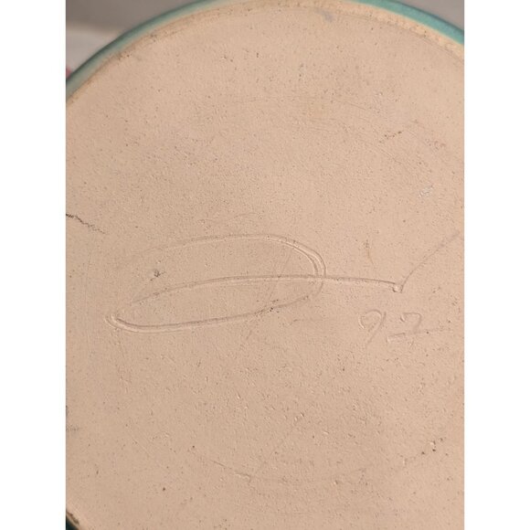 Handmade Studio Pottery Bowl Turquoise Glaze Signed 1950s - Picture 13 of 16